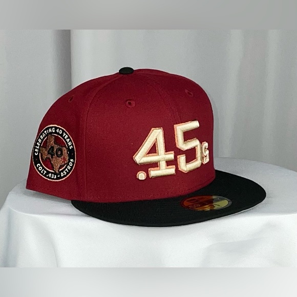 New 7 5/8 Houston 45s New Era 5950 Cooperstown Fitted Baseball Hat Cap - Picture 1 of 3